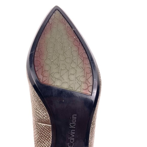 Calvin Klein Gabrianna Women’s Heels Metallic Bronze Leather Pumps Size 8.5 - Picture 13 of 13
